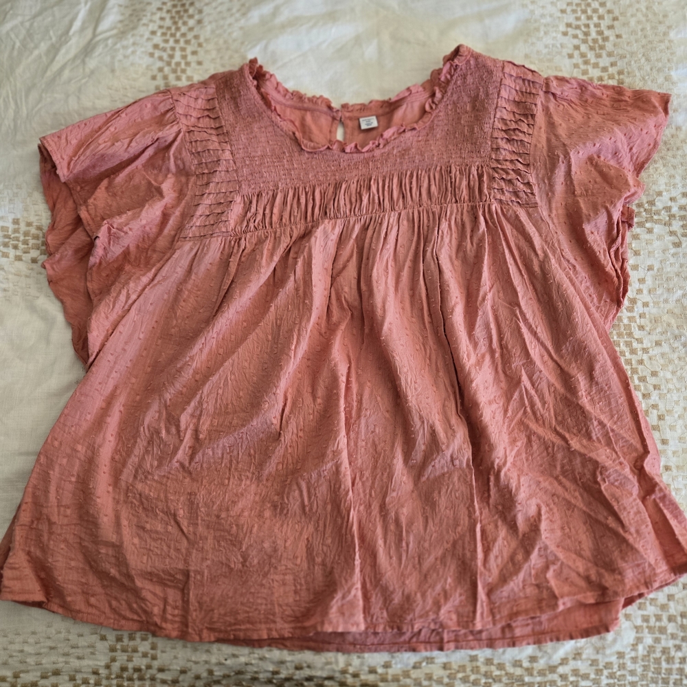 Old Navy Coral Pink Flutter Sleeve Blouse XXL